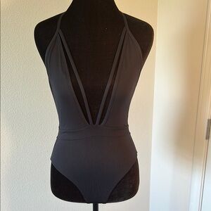 Frederick's of Hollywood Black Backless Bodysuit Swimwear